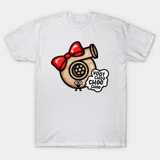 What Does The Cutest (Wooden) Turbo Say - Red Bow T-Shirt